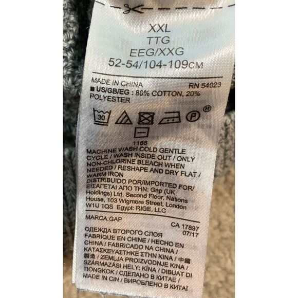 GAP Mens Grey Crew Neck Cable Knit Sweater Size XXL Preppy Grandpacore Academia - Picture 10 of 10